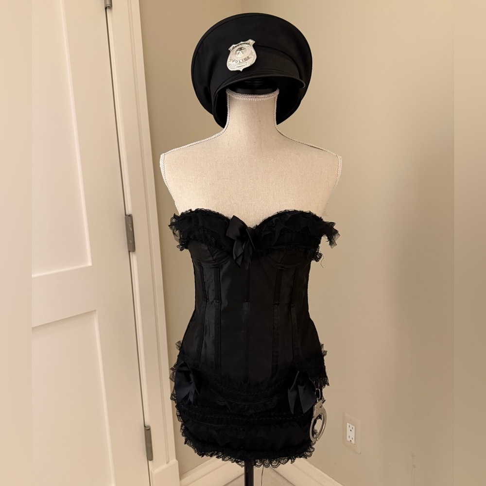 Sexy Police Officer Halloween Costume - 3 Piece Set (Corset, Skirt & Hat)